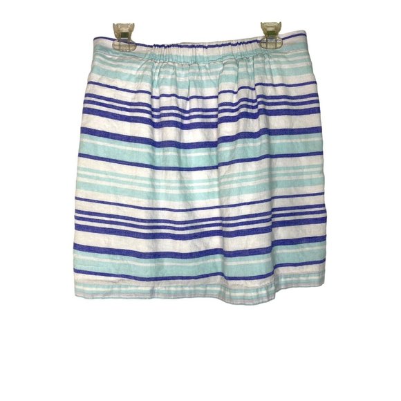 Gap Outlet Linen Cotton Blend Teal Indigo White Stripe Women's Tie Waist Skirt M - Picture 5 of 6